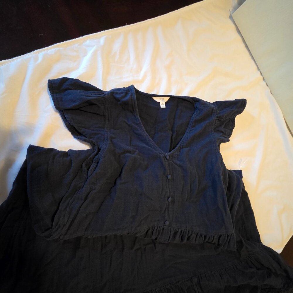 Little Black Dress Cotton Size 12 Large Lagenlook Flowy - Picture 10 of 15